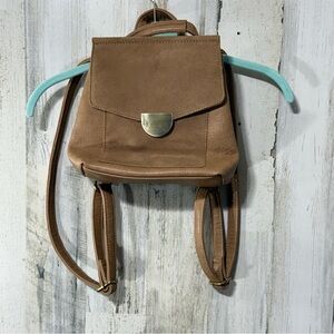 Moda Luxe Brown Leather Backpack Purse Adjustable
